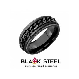 Anillo cadena negra giratoria