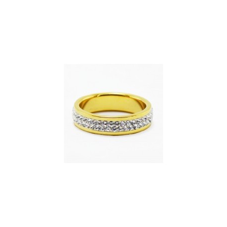 Anillo Swarovsky 2 Lineas Dorado