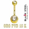 Ombligo oro pvd 18k 2 piedras